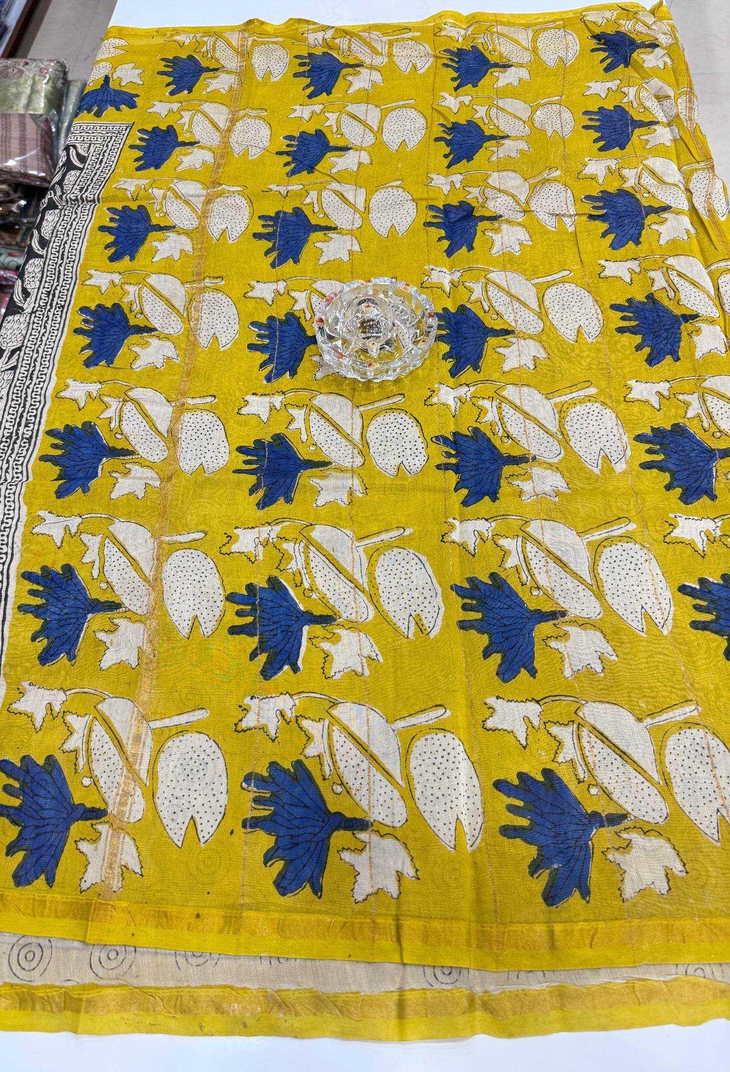 Pure Chanderi Silk Saree with Intricate Handblock Print and Blouse Piece – Traditional Wear for Women