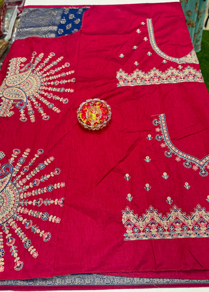 Pure Crepe Saree with Designer Contrast Blouse – Lightweight Festive Wear for Women