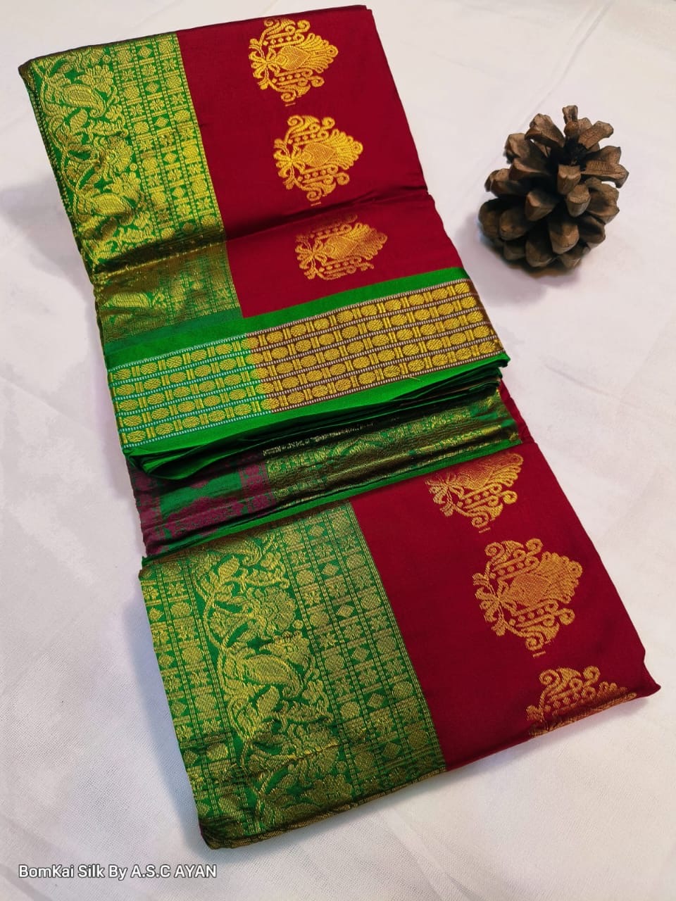 Bomkai Silk Saree with Achal Multi-Color Work and Golden Jari Butta Border – With Blouse Piece for Women