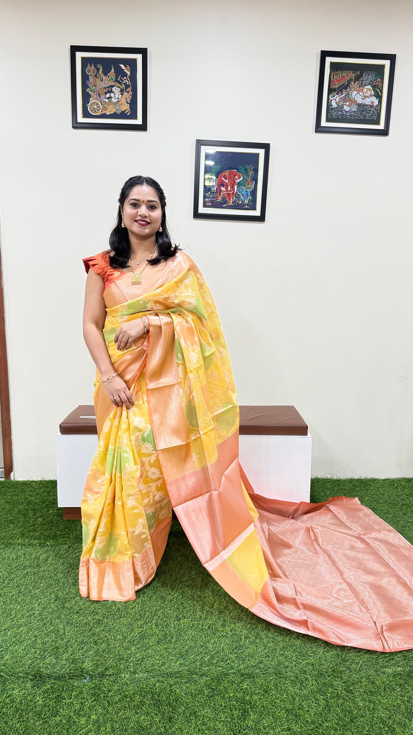 Banarasi Alfi Rangkat Silk Saree with Multicolor Gradient and Intricate Zari Weaving – Wedding Wear