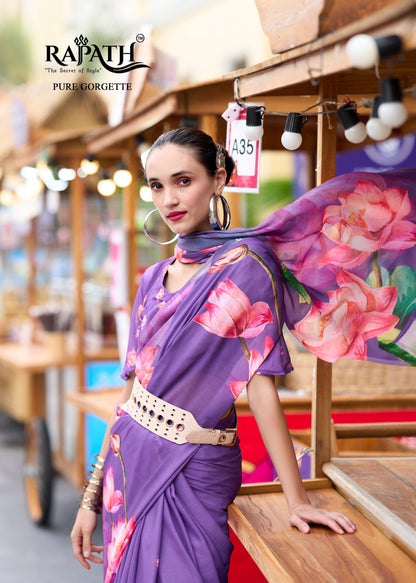 Pure Georgette Saree with Exclusive Digital Prints – Women’s Festive and Party Wear