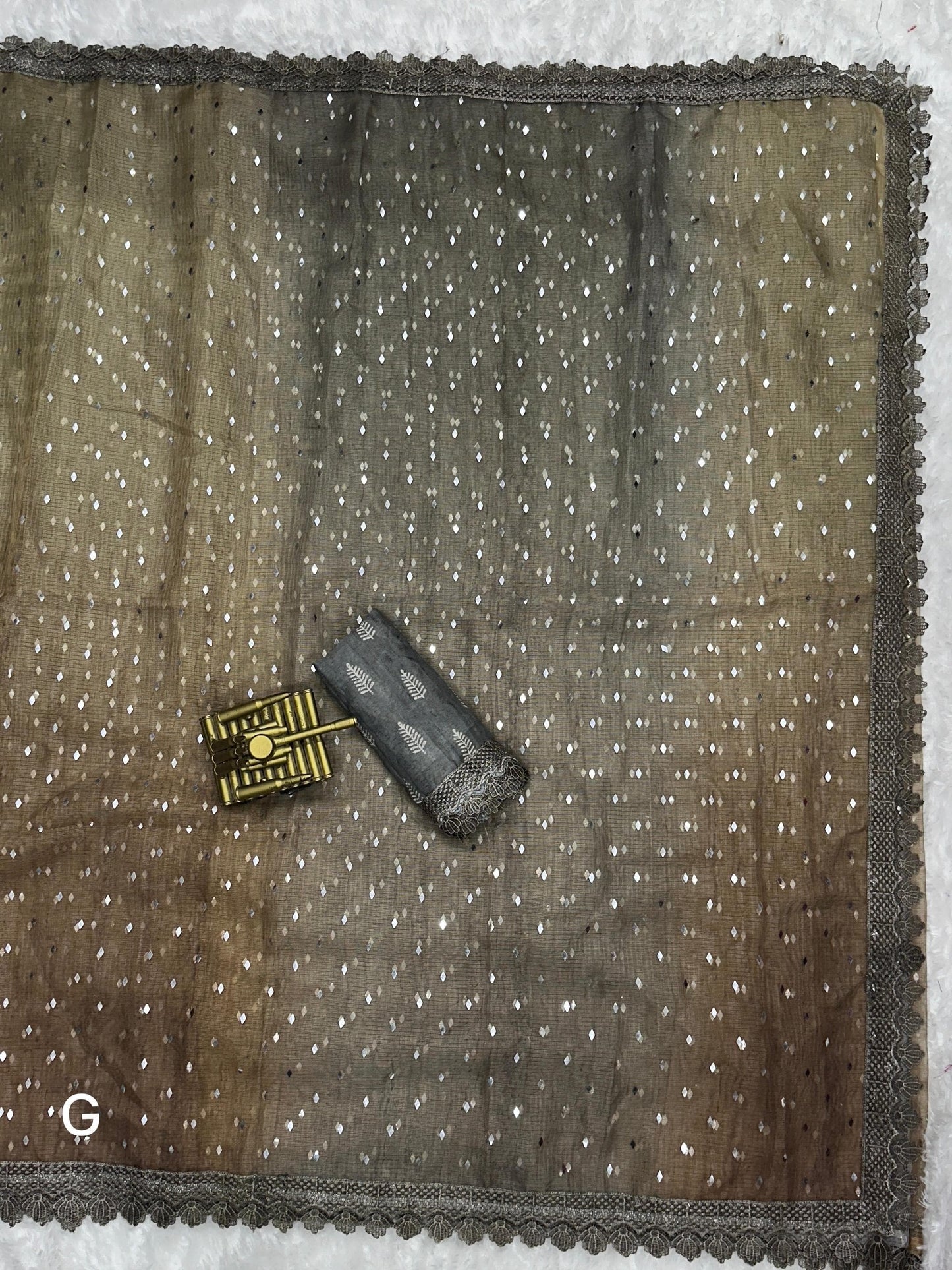 Leno Cotton Saree with Glitter Sequin Work, Digital Print, and Muslin Blouse for Women