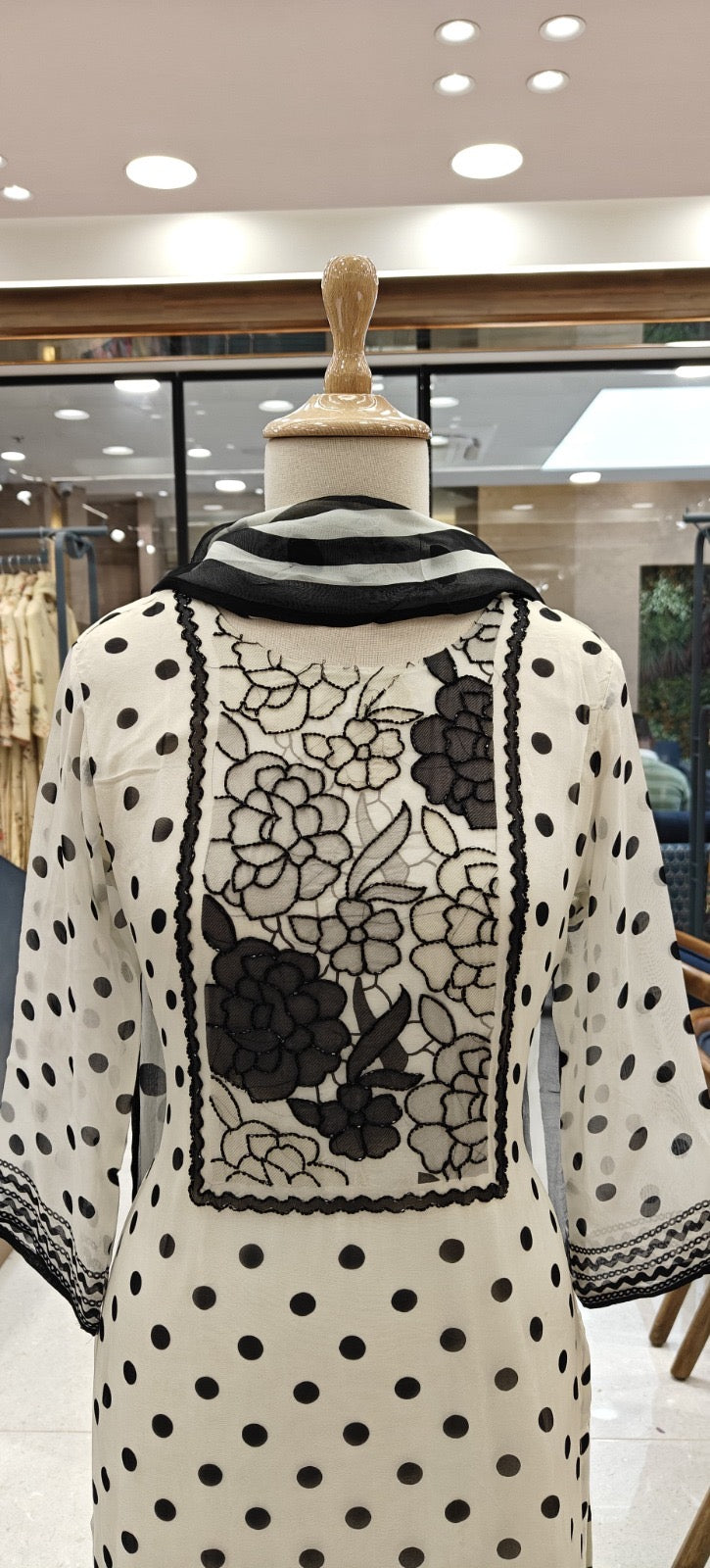 Organza kurta set for women with applique floral work, cutdana detailing, shantoon pant and dupatta