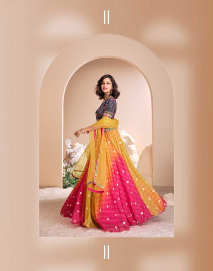 Viscose Jacquard Silk Embroidered Lehenga Choli with Dupatta for Women – Free Size Stitched