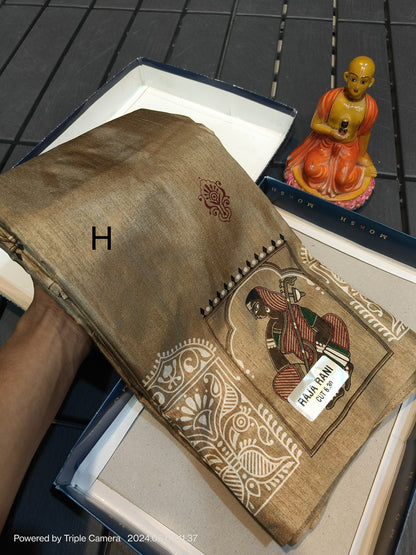 Semi Tussar Silk Saree with Matching Blouse Piece – Elegant Festive and Party Wear