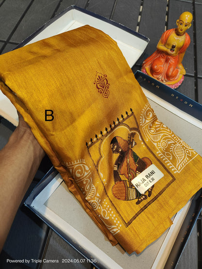 Semi Tussar Silk Saree with Matching Blouse Piece – Elegant Festive and Party Wear