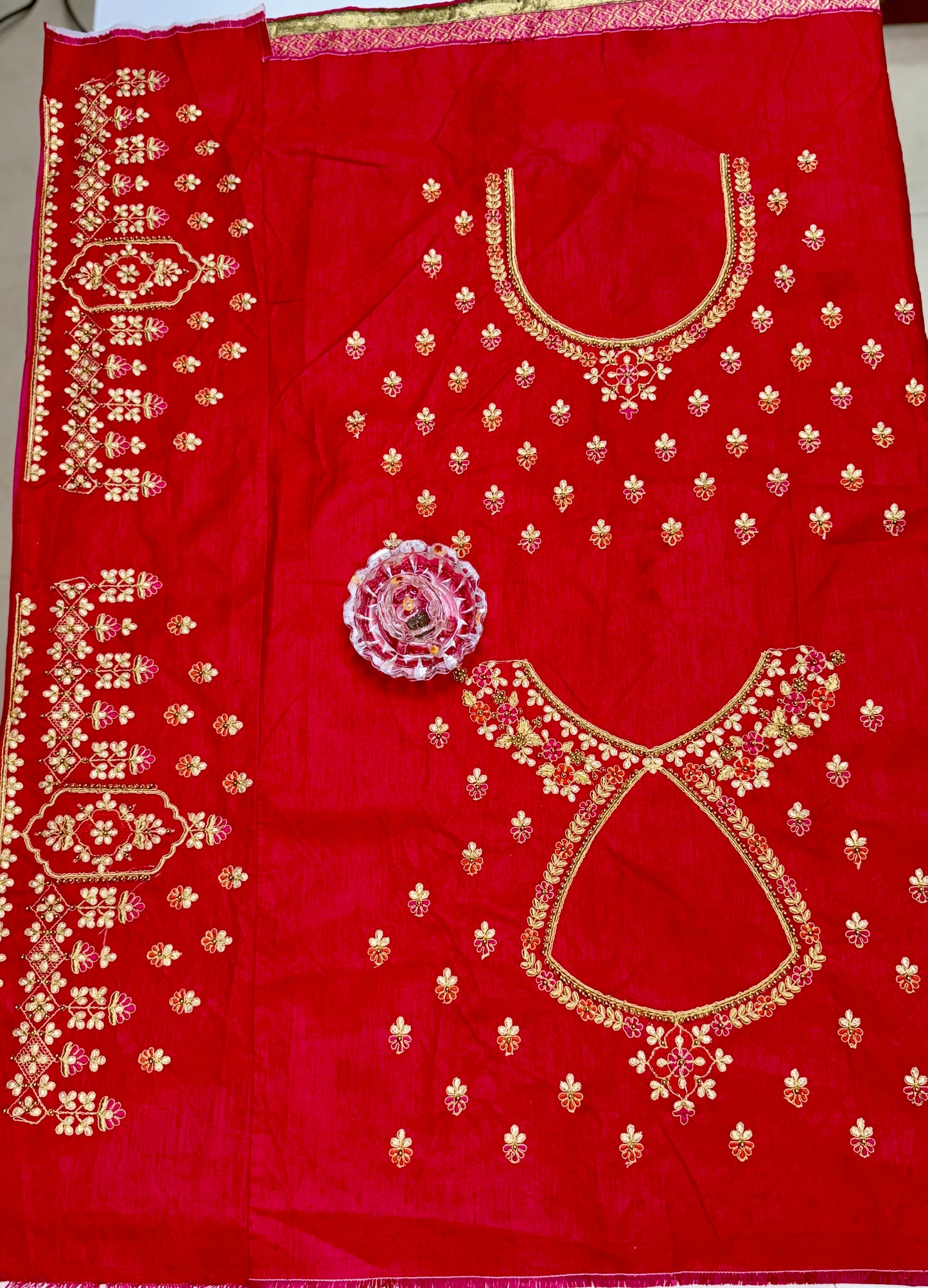 Pure Dola silk saree with position weaving and embroidered blouse – premium ethnic wear for weddings and festive occasions