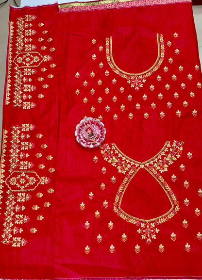 Pure Dola silk saree with position weaving and embroidered blouse – premium ethnic wear for weddings and festive occasions