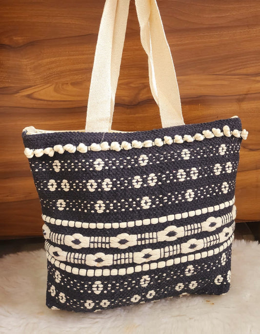 Handcrafted Boho Tote Bag with One-Side Work – Eco-Friendly Women’s Tote