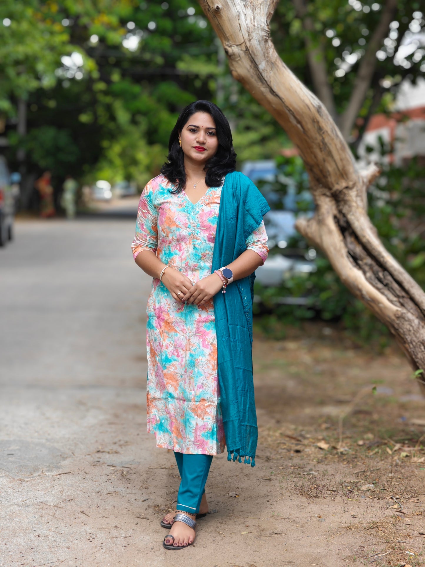 Handcrafted Modal Silk Kurti with Pant & Heavy Work Dupatta – Sizes M to 3XL