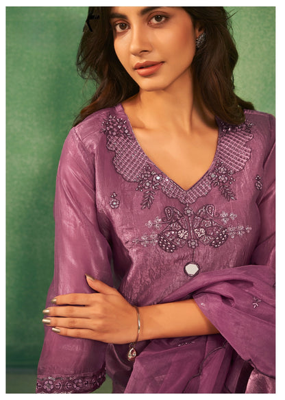 Silk Kurta Pant Dupatta Set with Heavy Khatli Work and Cutwork Dupatta – Sizes M to XXL