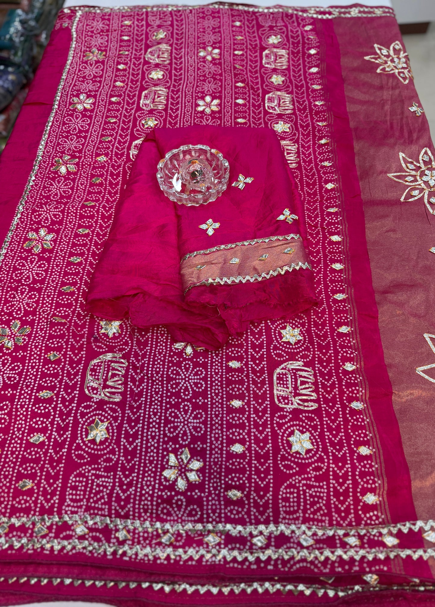 Pure Modal Silk Saree with Embroidered Border and Matching Blouse