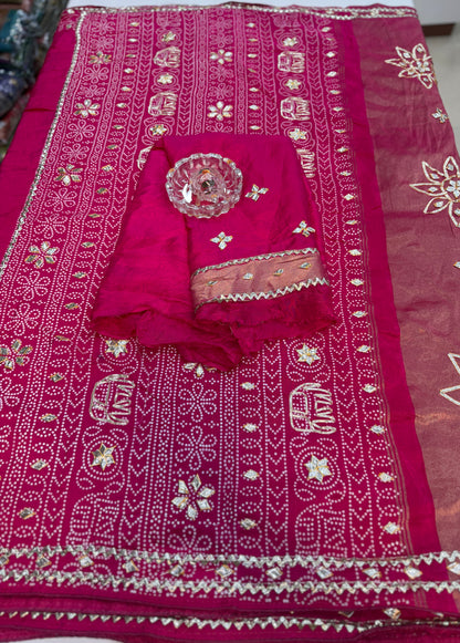 Pure Modal Silk Saree with Embroidered Border and Matching Blouse