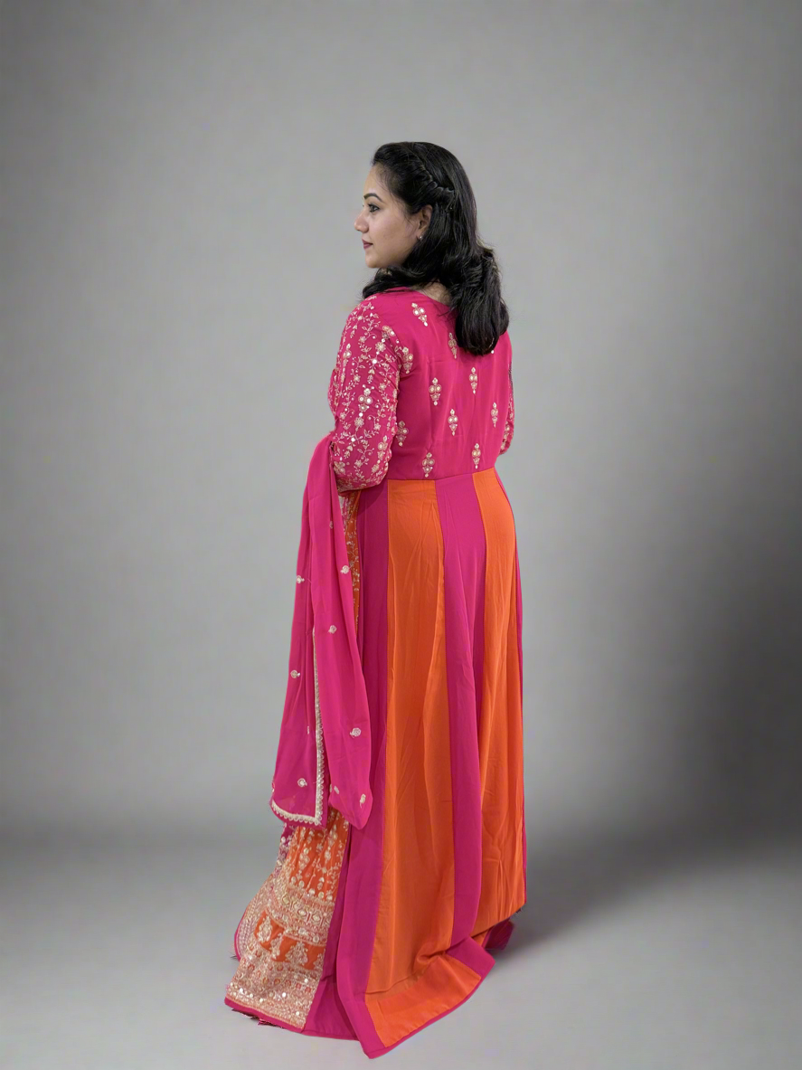 Real Georgette Free Size Embroidered Dress with Embroidered Dupatta – Festive Ethnic Set for Women