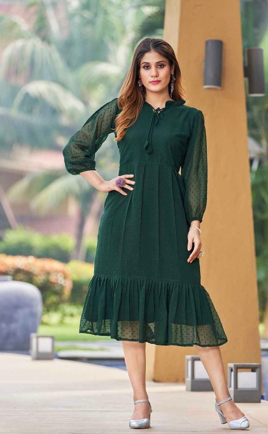 Bubble Georgette Tunic for Women with Inner Lining and Side Pocket
