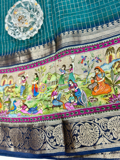 Russian Bentex Border Chittpallu Viscose Crepe Silk Saree with Zari Weaving – Festive Wear