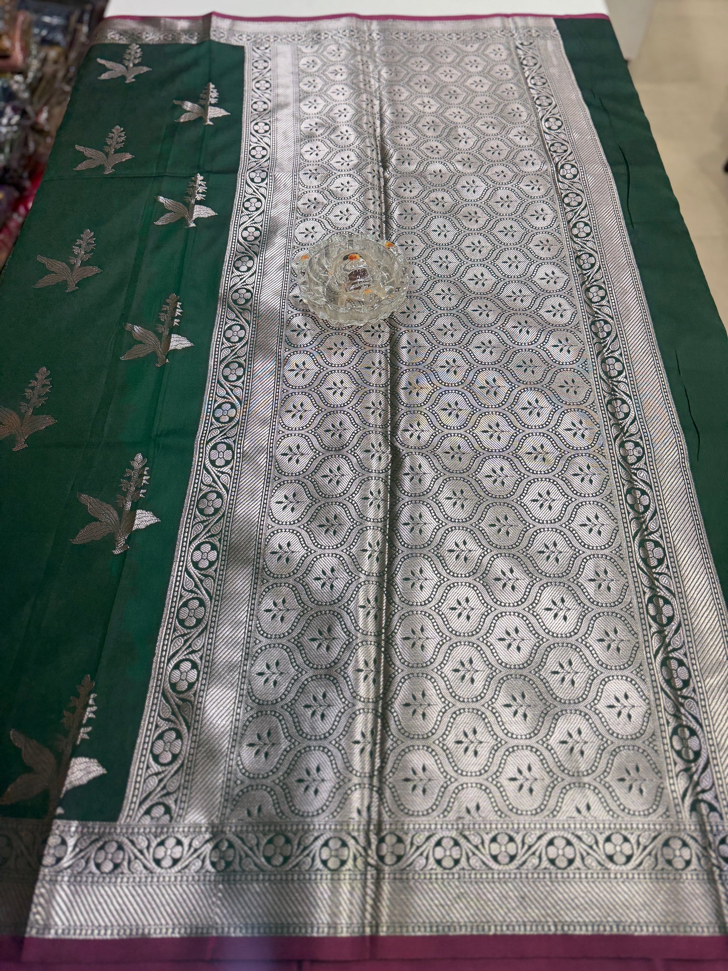 Women’s Banarasi semi mashru katan silk saree with zari boota weaving, rich pallu and brocade blouse