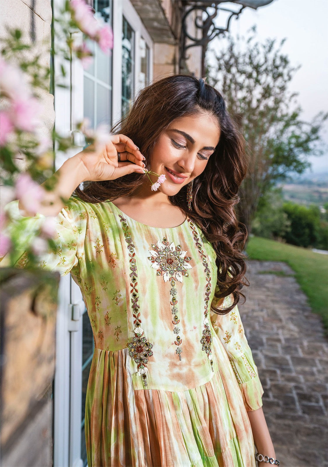 Pure Muslin Tie-Dye Handwork Frock Dress – Women’s Designer Summer Wear (XL, XXL)