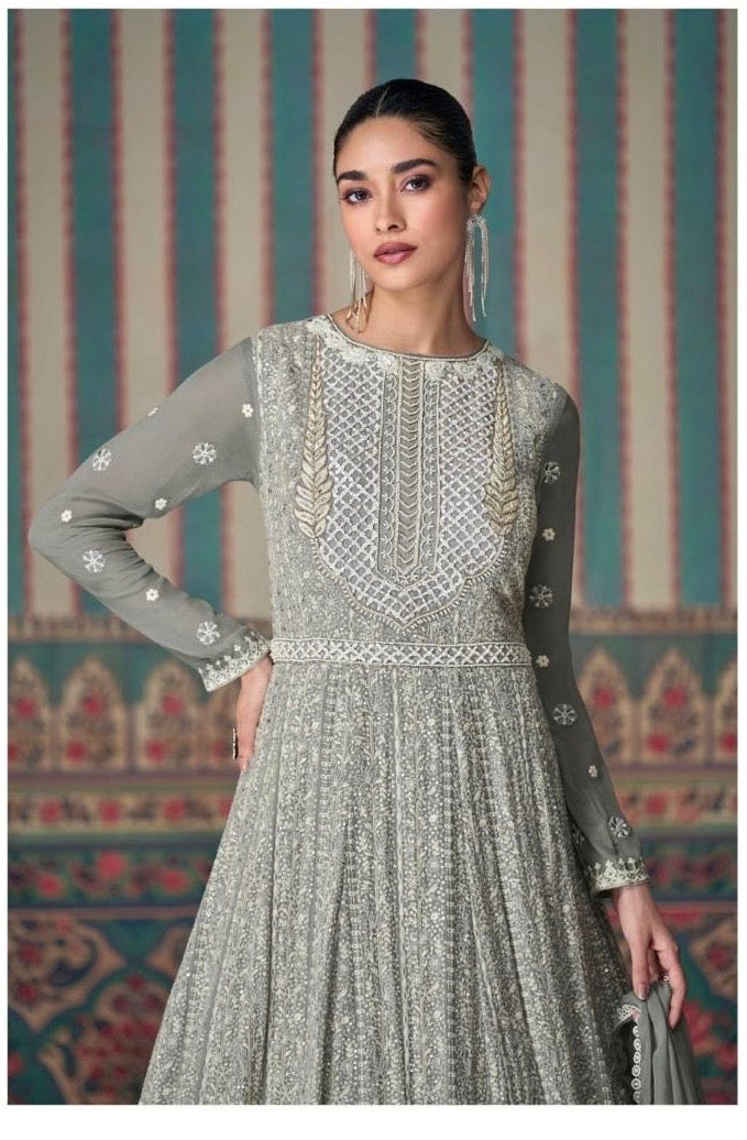 Real Georgette 2-Piece Stitched Ethnic Set with Chikankari Embroidery and Embroidered Dupatta – Free Size