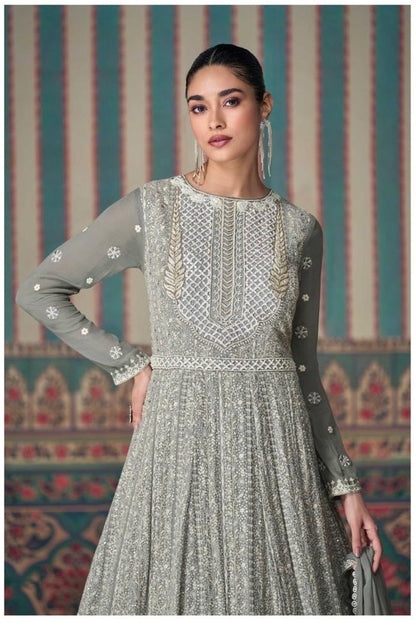 Real Georgette 2-Piece Stitched Ethnic Set with Chikankari Embroidery and Embroidered Dupatta – Free Size