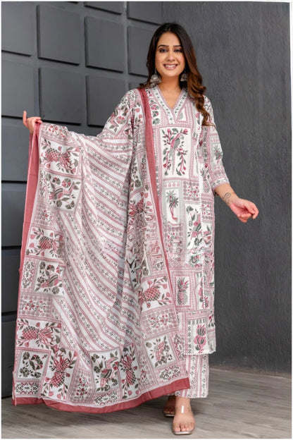Premium Cotton Suit Set with Neemzari Sequence Mirror Work and Printed Dupatta for Women