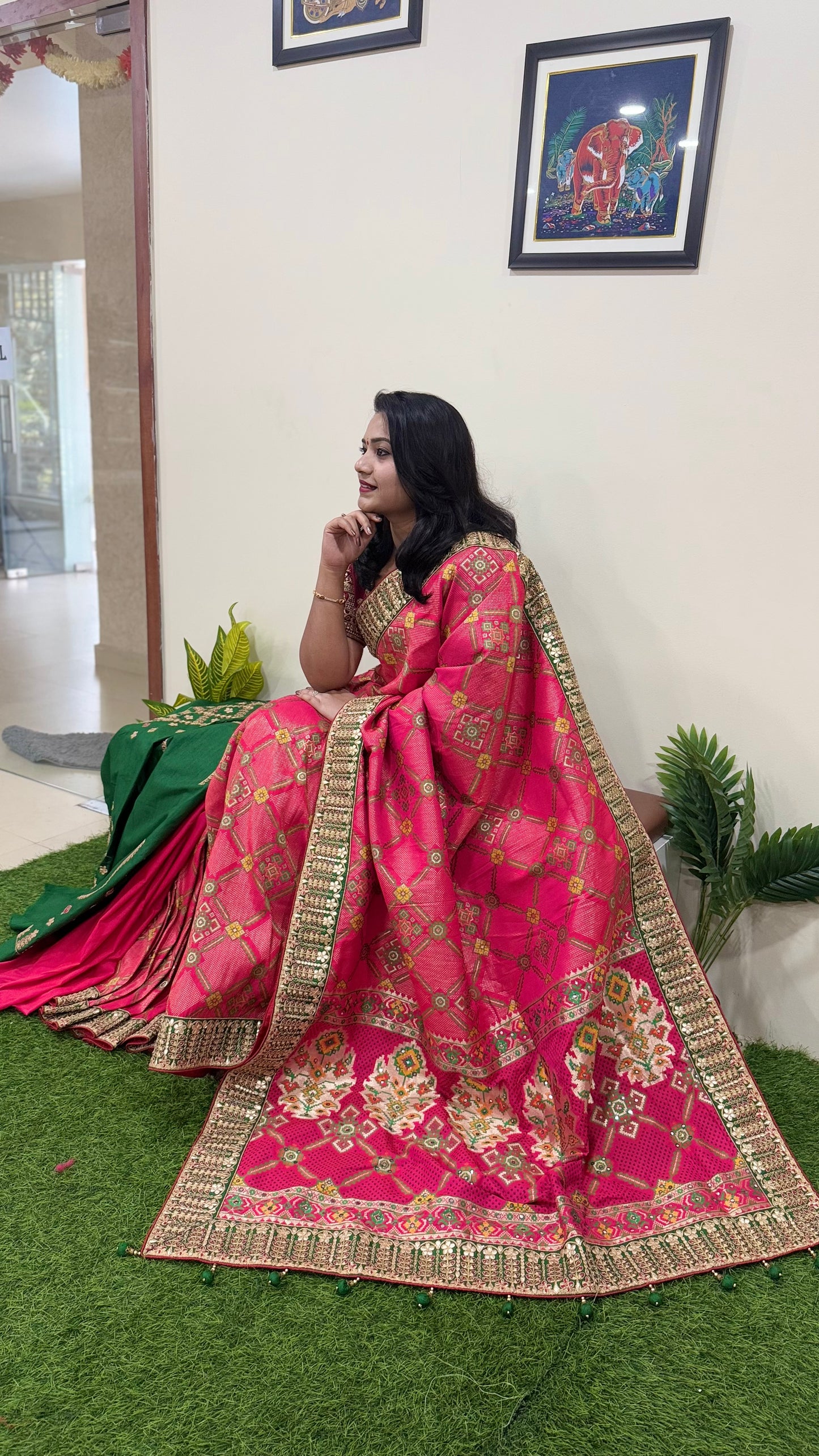 premium designer saree with woven motifs and embroidered blouse – ethnic festive wear for women