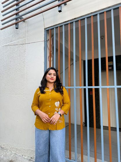 Rayon Slub Embroidered Shirt with Liva Tag – Women’s M to XXL