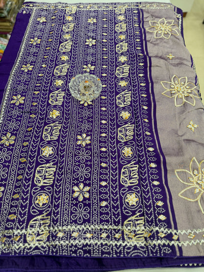 Pure Modal Silk Saree with Embroidered Border and Matching Blouse