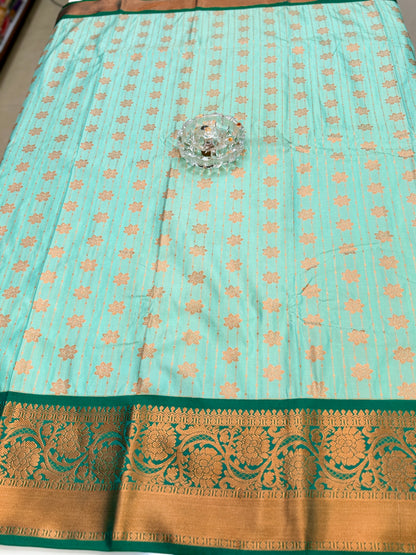 Kanchipuram Style Silk Saree with Rich Zari Border – Festive Wear