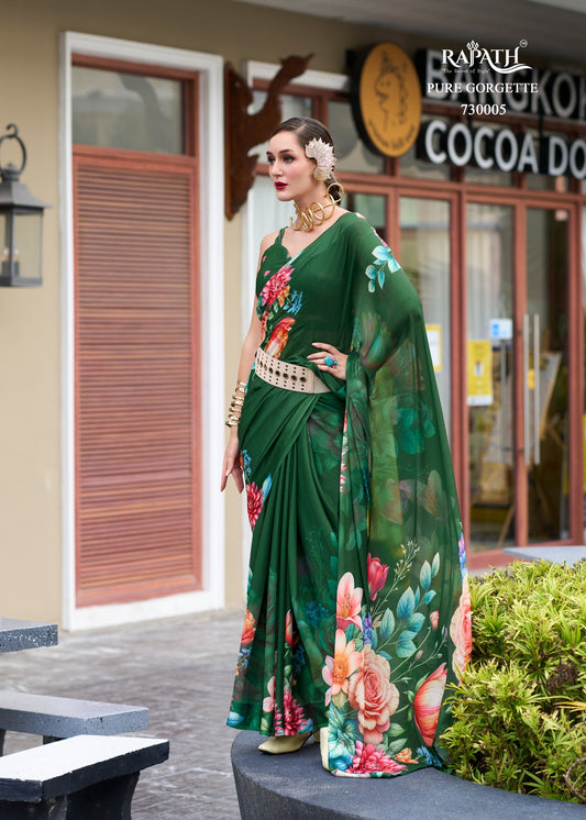 Pure Georgette Saree with Exclusive Digital Prints – Women’s Festive and Party Wear