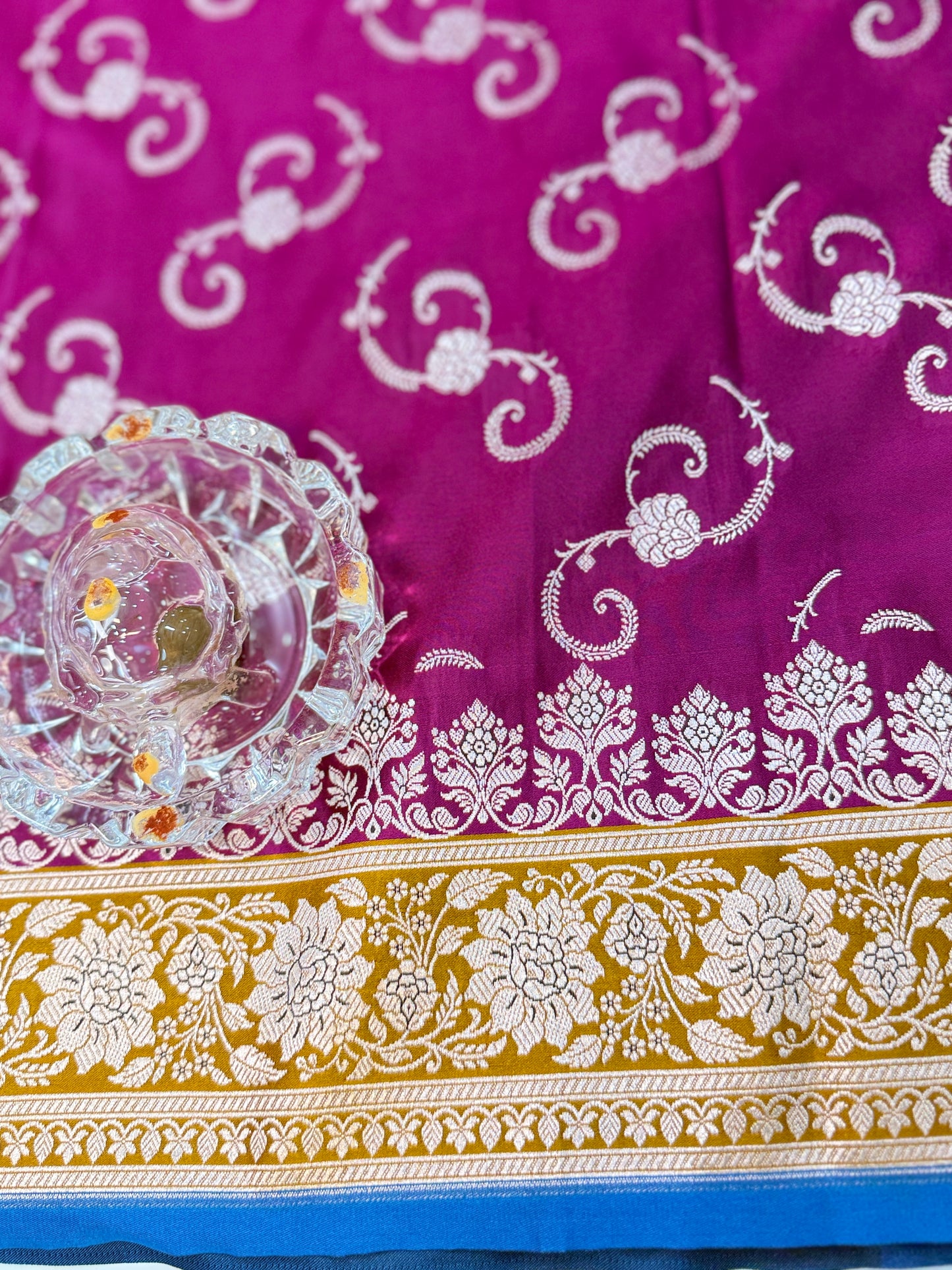 Mashru Katan Silk Saree with Zari Weaving Border and Blouse – Festive Wear for Women