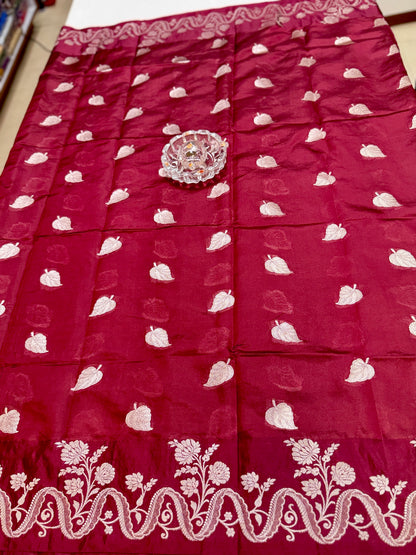 Pure Handloom Banarasi Raw Mango Silk Saree with Kaduwa Resham Zari and Silk Mark Certified Blouse