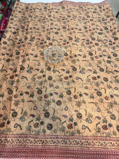 Nilambari Silk Floral Printed Saree with Lace Border