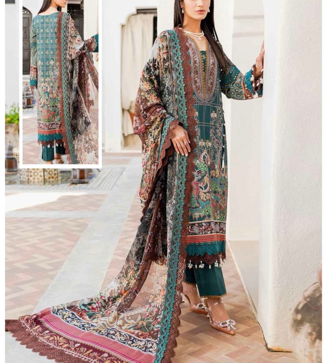 Unstitched Heavy Cotton Printed Dress Material with Mal Mal Dupatta for Women