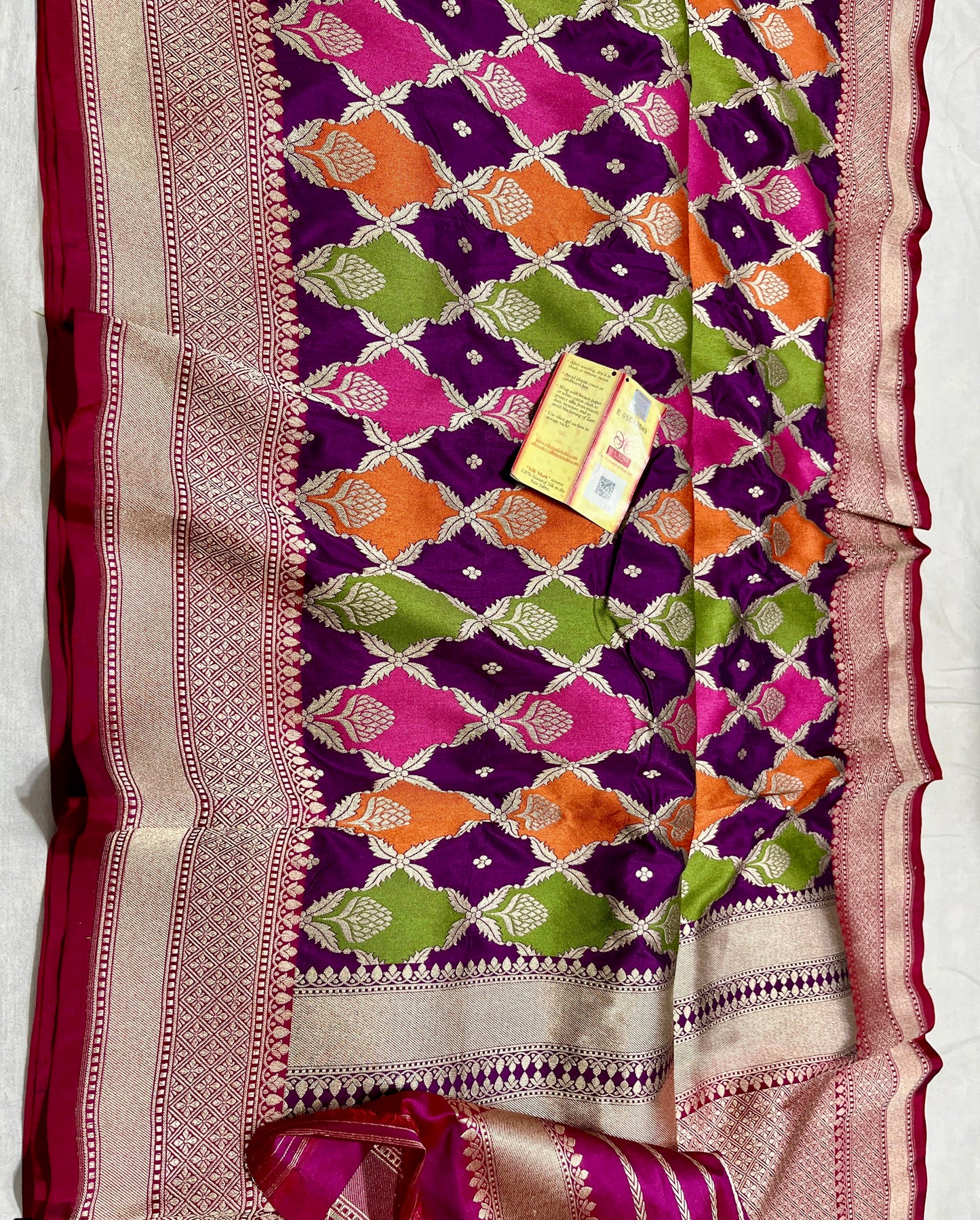 Banarasi Rangkaat Katan Silk Saree with Multicolor Zari Weaving – Silk Mark Certified Handloom
