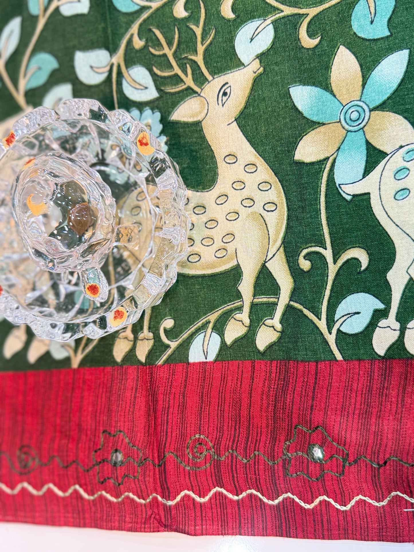 Victoria Cotton Silk Saree with Deer and Floral Print – Lightweight Traditional Cotton Silk Saree for Women