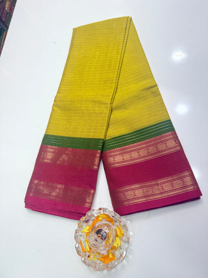 Chettinad Pure Cotton Saree with Zari Border – 80 Count, 20 Colours, 5.5m Length