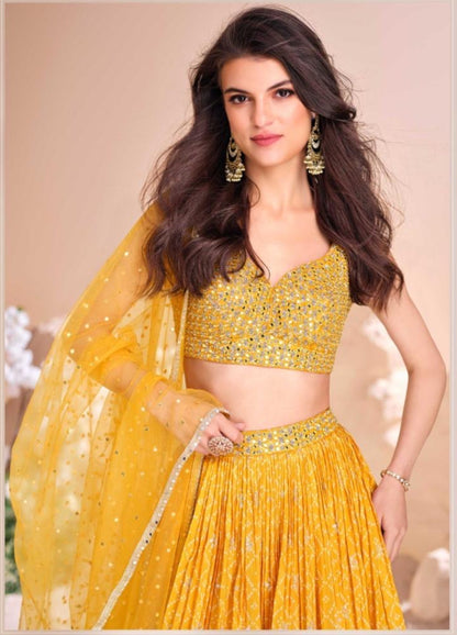 Viscose Jacquard Silk Embroidered Lehenga Choli with Dupatta for Women – Free Size Stitched