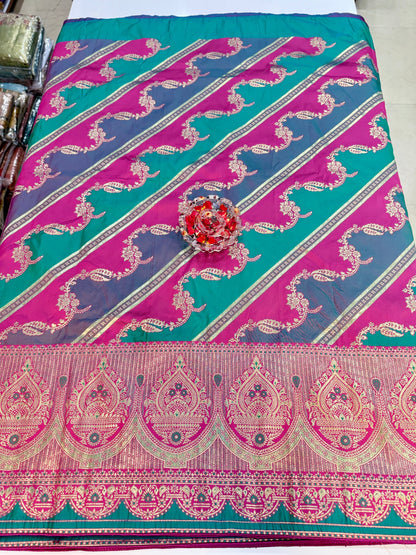 banarasi saree with zari weaving and embroidered silk blouse – ethnic festive wear for women