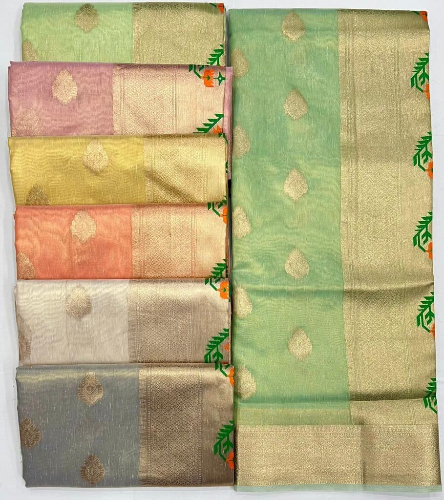 Korra Tissue Saree with Paithani Zari Weaving, Paithani Pallu and Heavy Blouse – Wedding Wear