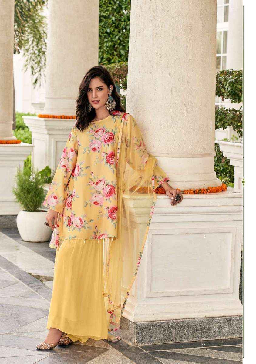 Handcrafted Cotton Kurta with Georgette Sharara and Viscose Net Dupatta Set for Women