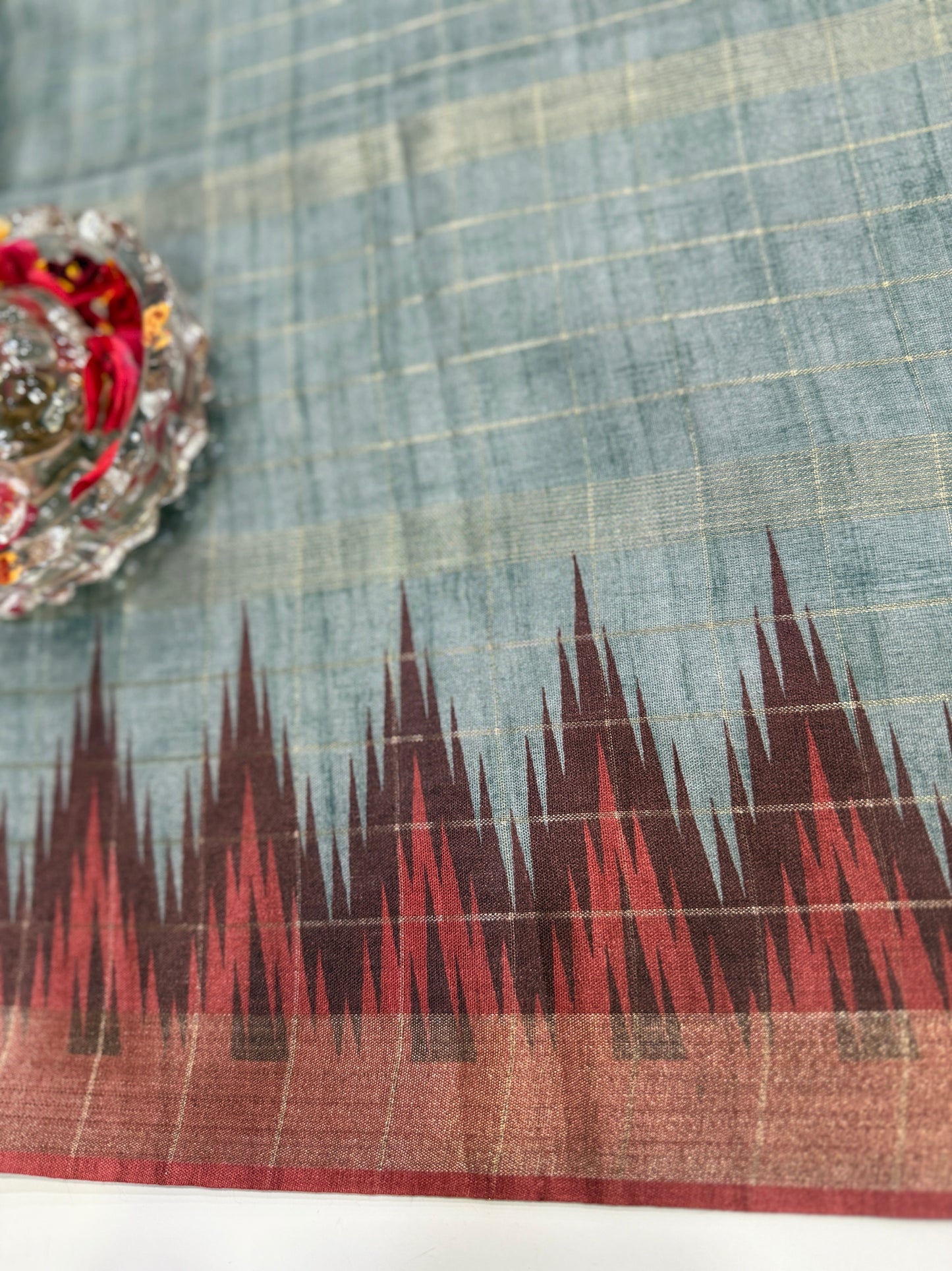 Semi Tussar Silk Saree with Contrast Border and Tassel Pallu for Women