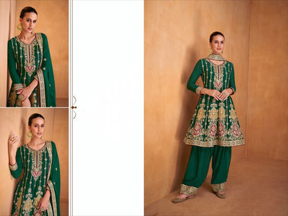 Real Chinon 3-Piece Set with Embroidery Front and Back – Free Size Ethnic Wear for Women