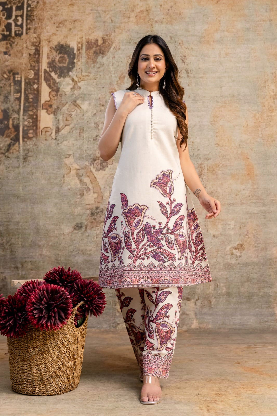 Sleeveless Flex Cotton Kurti Pant Set for Women – Lightweight Daily Wear