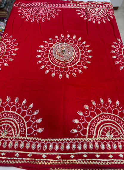 Pure Modal Silk Saree with Embroidered Border and Matching Blouse