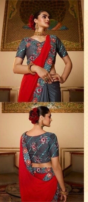 Premium Silk and Fancy Fabric Saree with Intricate Work – Festive and Occasion Wear Saree for Women