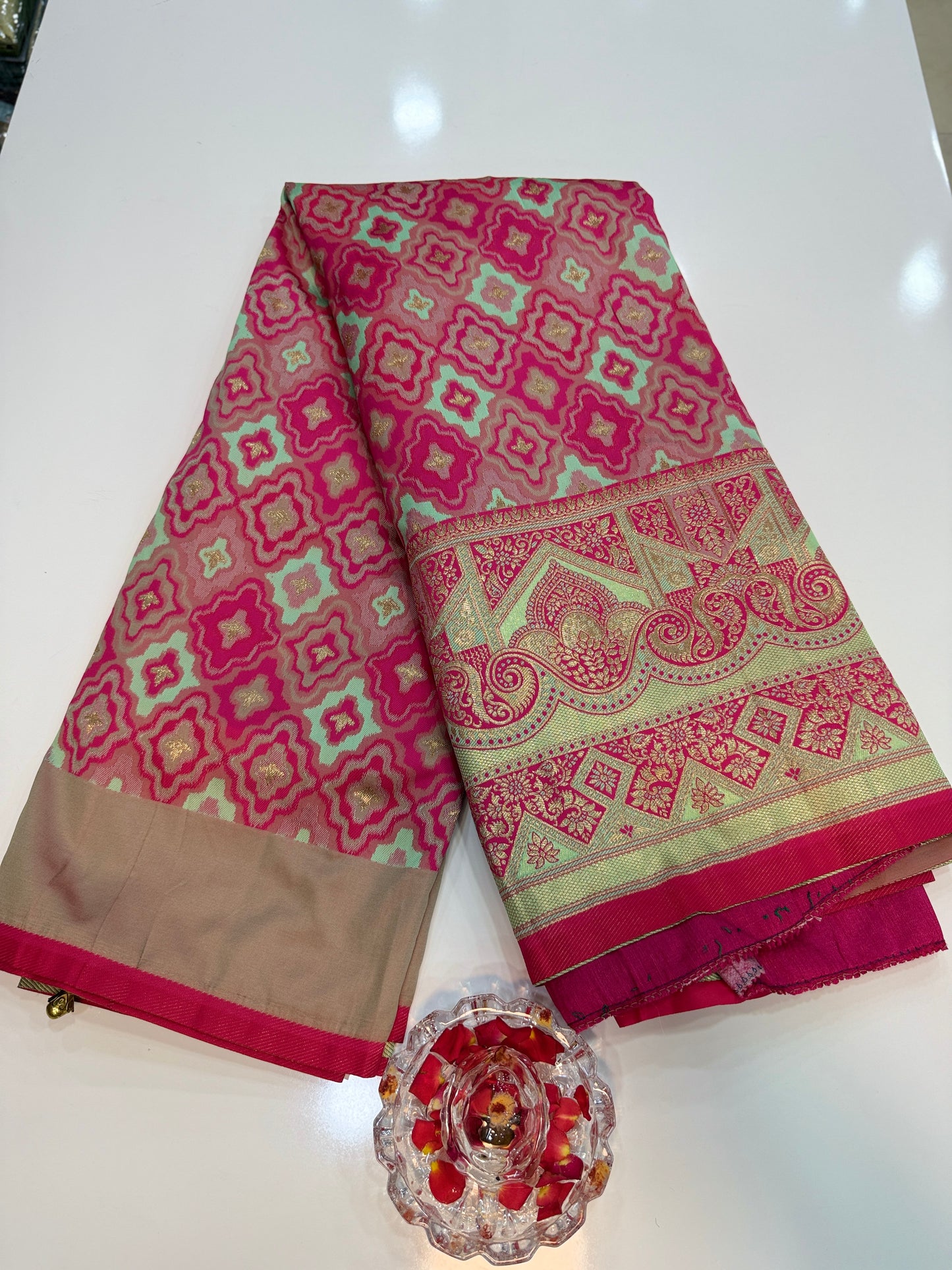 banarasi saree with zari weaving and embroidered silk blouse – ethnic festive wear for women