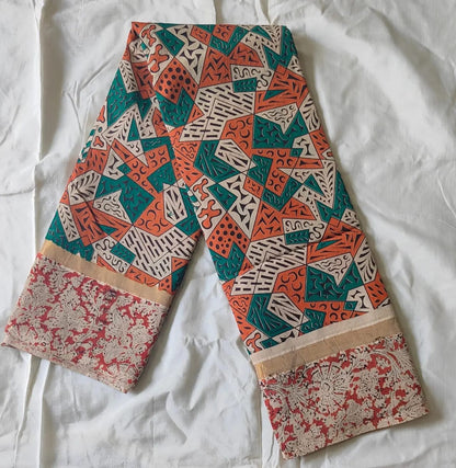 Handloom Nellore Silk Saree for Women – Kalamkari Print with Hand-Printed Border and Blouse Piece