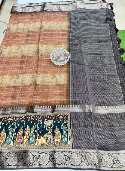 Russian Bentex Border Chittpallu Viscose Crepe Silk Saree with Zari Weaving – Festive Wear