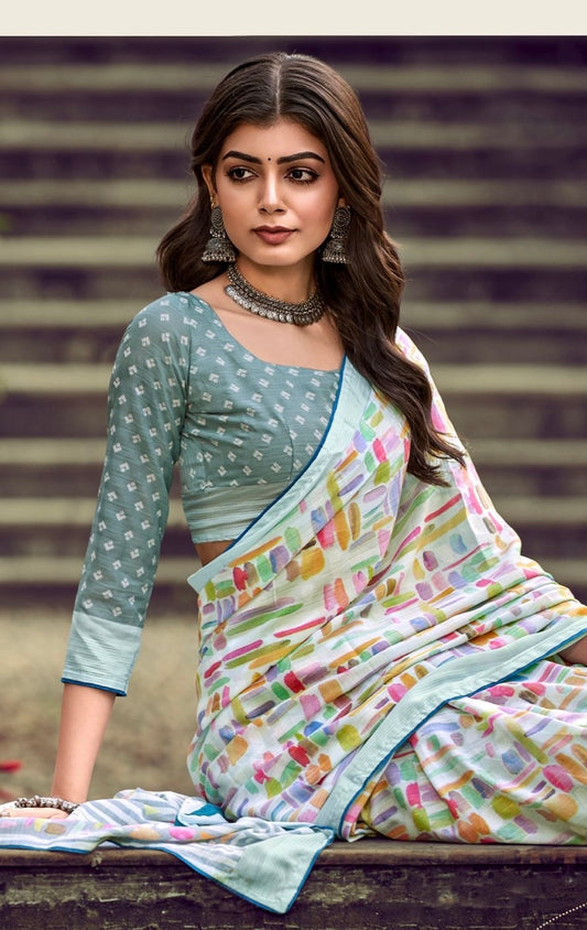 Women’s Pure Viscose Georgette Saree with Fancy Designer Blouse